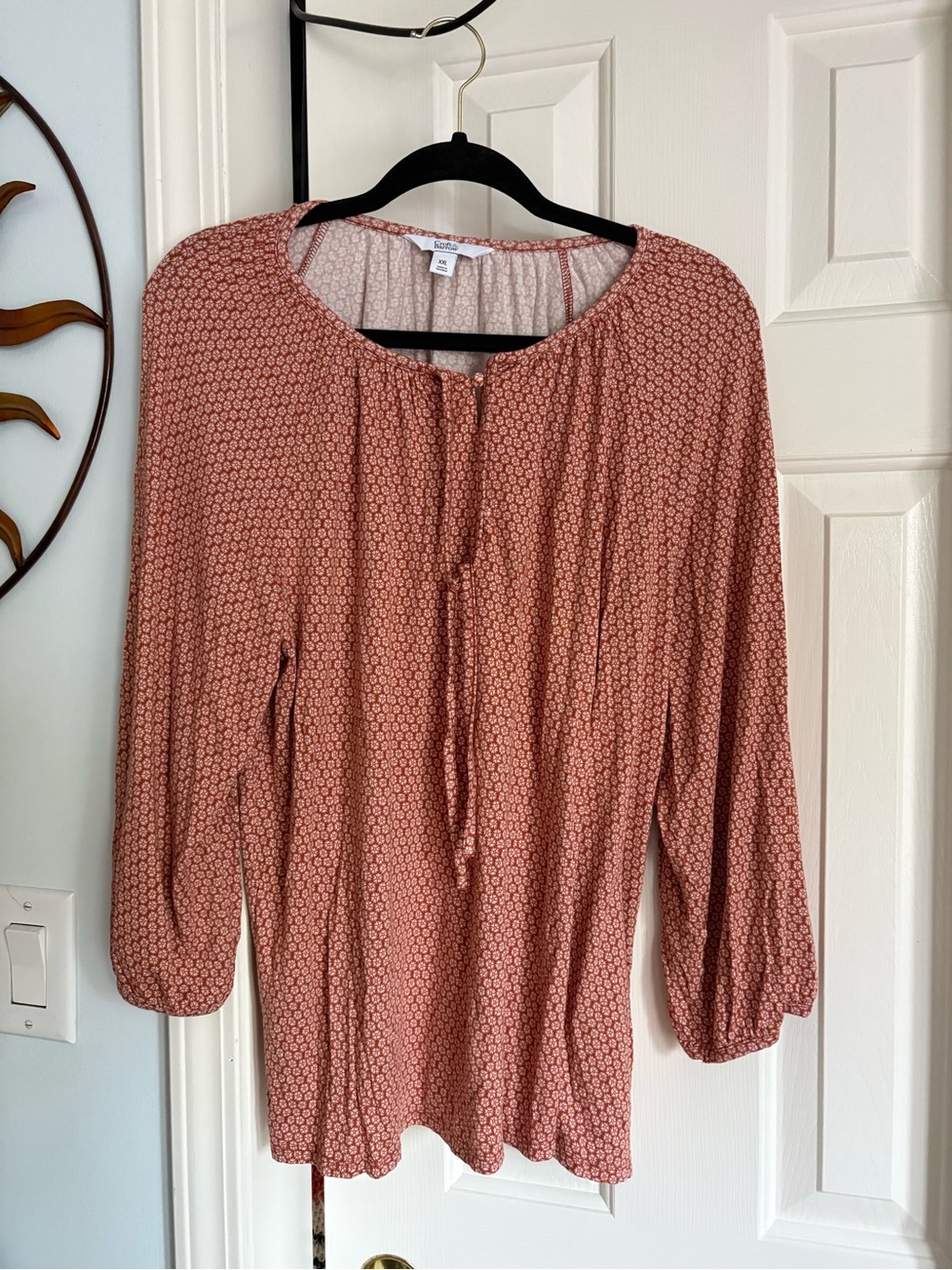 croft & barrow Rust Micro-Print Peasant Blouse